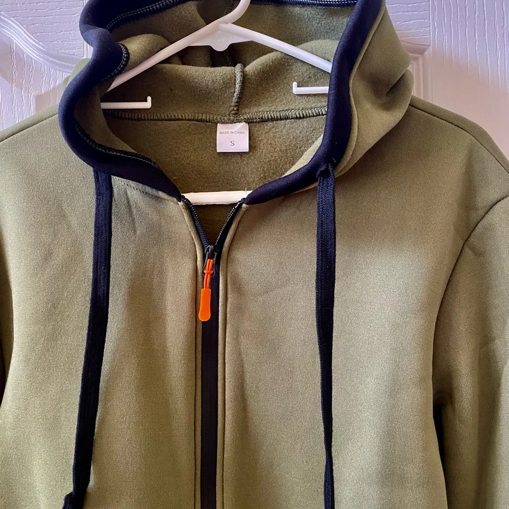 Olive army Green Zip-Up Hoodie jacket new